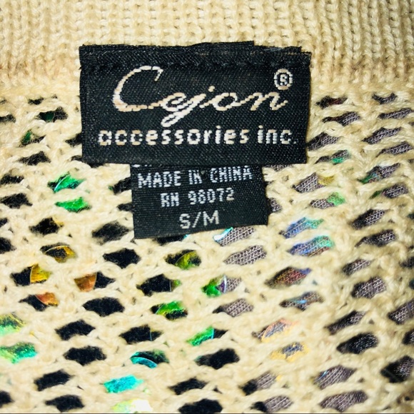 Cejon Champagne Sequin Open Knit Shrug Sz S/M - Picture 8 of 8